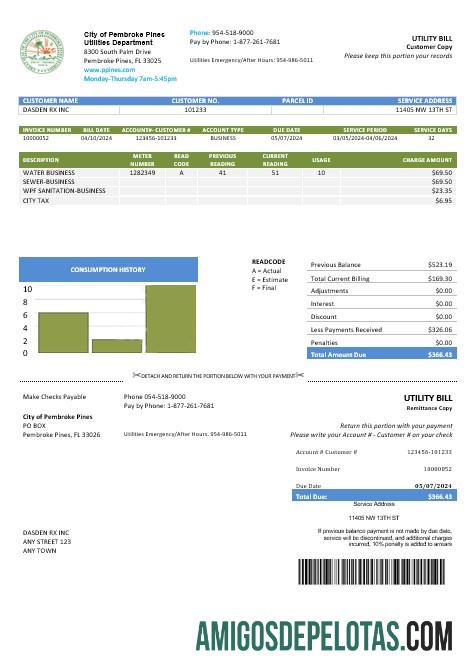 Cidade de Pembroke Pines exemplo real